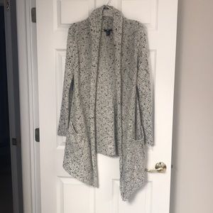 H&M long cardigan sweater. Black & white weave.